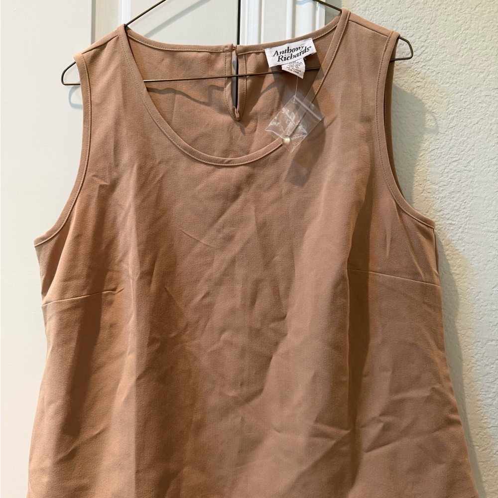 Anthony Richards Sleeveless Scoop Neck Tank Top - Beige Tan
